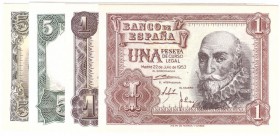 BILLETES
ESTADO ESPAÑOL, BANCO DE ESPAÑA
Lote de 4 billetes. Peseta 1951 y 1953, 5 Pesetas 1951 y 1954. Series. SC