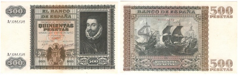 BILLETES
ESTADO ESPAÑOL, BANCO DE ESPAÑA
500 Pesetas. 9 Enero 1940. Serie A. E...