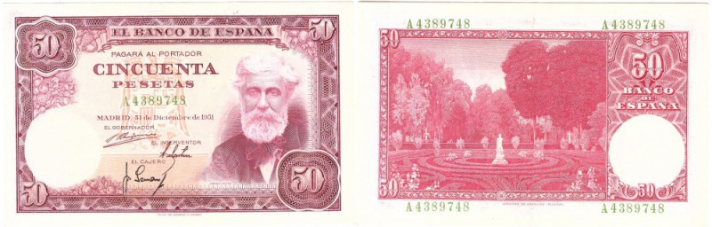 BILLETES
ESTADO ESPAÑOL, BANCO DE ESPAÑA
50 Pesetas. 31 Diciembre 1951. Serie ...