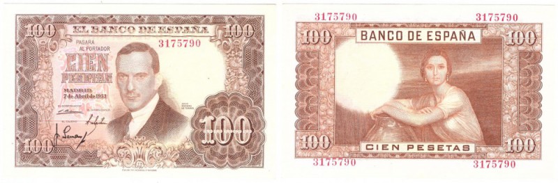 BILLETES
ESTADO ESPAÑOL, BANCO DE ESPAÑA
100 Pesetas. 7 Abril 1953. Sin serie....
