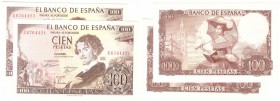 BILLETES
ESTADO ESPAÑOL, BANCO DE ESPAÑA
100 Pesetas. 19 Noviembre 1965. Serie E. Pareja correlativa. ED.D71A. SC-