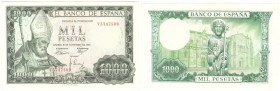 BILLETES
ESTADO ESPAÑOL, BANCO DE ESPAÑA
1000 Pesetas. 19 Noviembre 1965. Serie V. ED.D72A. Planchado, si no EBC