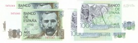 BILLETES
JUAN CARLOS I. BANCO DE ESPAÑA
1000 Pesetas. 23 Octubre 1979. Sin serie. Pareja correlativa. ED.E3. Uno de ellos con pico doblado. SC