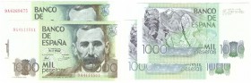 BILLETES
JUAN CARLOS I. BANCO DE ESPAÑA
1000 Pesetas. 23 Octubre 1979. Serie 9A. Lote de 2 billetes. ED.E3B. SC-