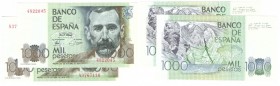 BILLETES
JUAN CARLOS I. BANCO DE ESPAÑA
Lote de 2 billetes. 1000 Pesetas 1979 sin serie y serie A. EBC+