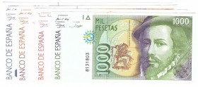 BILLETES
JUAN CARLOS I. BANCO DE ESPAÑA
Lote de 4 billetes. 1000 Pesetas 1992 sin serie, 2000 Pesetas 1992 serie Y, 5000 Pesetas 1992 sin serie, 100...