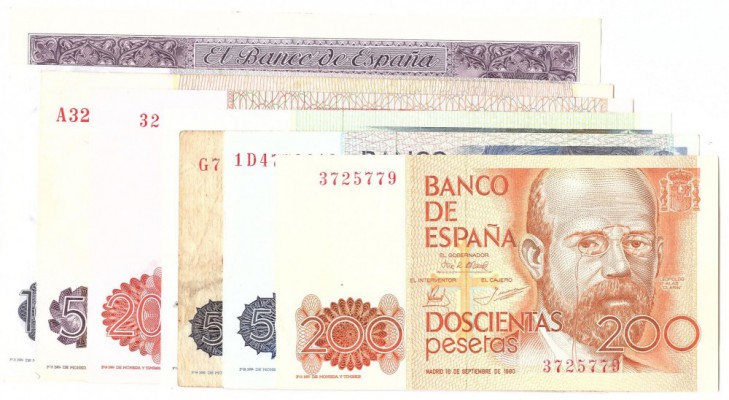 BILLETES
JUAN CARLOS I. BANCO DE ESPAÑA
Lote de 8 billetes. 200 Pesetas 1980 s...
