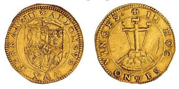 FERRARA. Alfonso d'Este I Duca 1505-1534 Scudo d'oro del sole D/ Stemma d'Este. ...