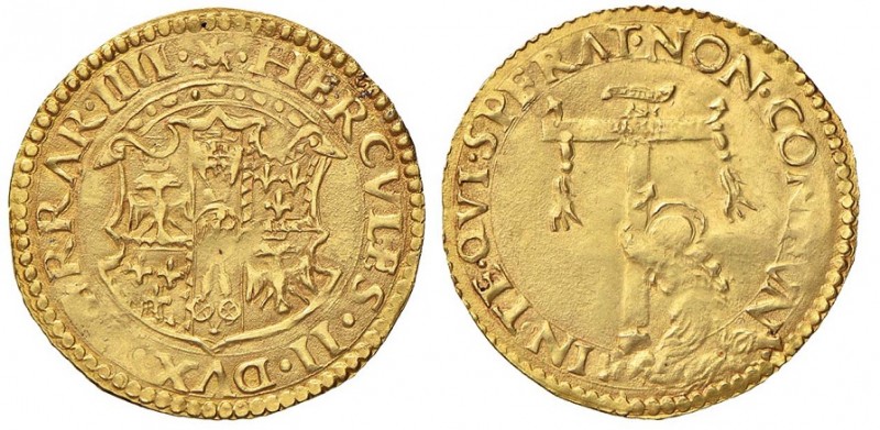FERRARA. Ercole II d'Este (1534-1559) - Scudo d'oro del Sole D/ Stemma a targa c...
