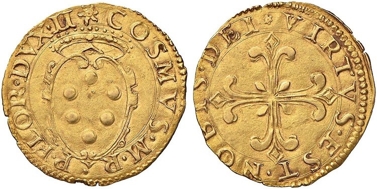 FIRENZE. Cosimo I (1537-1574) Scudo d'oro D/ Stemma coronato. R/ Croce ornata - ...
