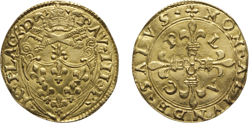 PIACENZA. Paolo III (1534-1549) Scudo d'oro. D/ Stemma. R/ Croce gigliata. - gr....