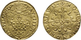 PIACENZA. Paolo III (1534-1549) Scudo d'oro. D/ Stemma. R/ Croce gigliata. - gr. 3,31 - Muntoni 176 qSPL