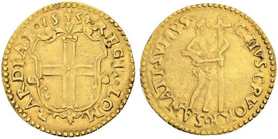 REGGIO EMILIA. Ercole II d'Este (1534-1559) Scudo d'oro 1554. D/ Stemma. R/ Il C...