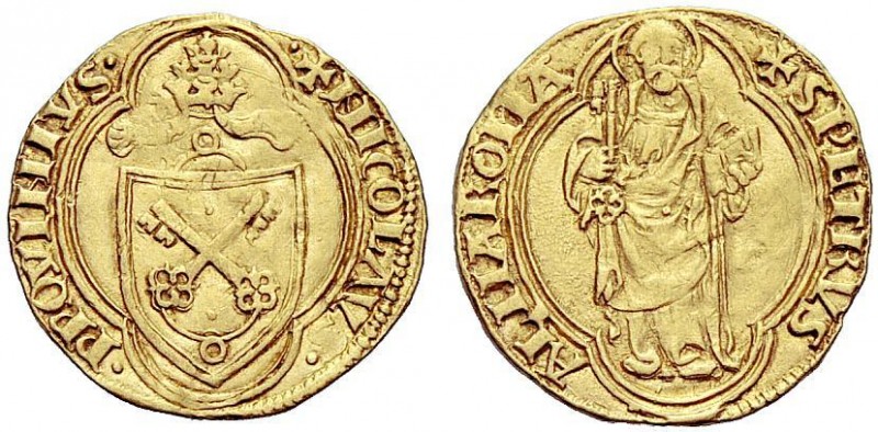 ROMA. Nicolò V (1447-1455) Ducato. D/ Stemma. R/ San Pietro stante. - gr. 3,49 -...