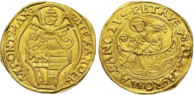 ROMA. Alessandro VI (1492-1503) Fiorino di camera. D/ Stemma. R/ San Pietro alla...