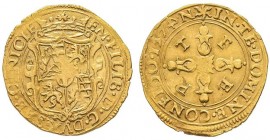 SAVOIA. Nizza. Emanuele Filiberto (1553-1580) Scudo d'oro 1574. D/ Stemma. R/ Croce e FERT. - gr. 3,30 -MIR 497j Rare BB