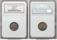 Frankfurt. Free City silver Pattern 1/2 Ducat 1658 AU55 NGC, KM-Pn27. Intriguing pattern issue struck in silver with original patina and minimal wear ...