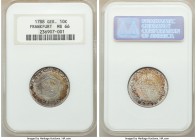 Frankfurt. Free City 10 Kreuzer 1788 G-PCB-N MS66 NGC, KM269.1. Beautifully mottled with russet color and fields that remains pleasingly free of any m...