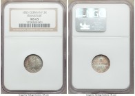 Frankfurt. Free City 3 Kreuzer 1853 MS65 NGC, KM334. Handsomely toned and with deeply impressed images over both sides.

HID09801242017