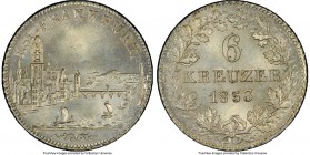 Frankfurt. Free City "City View" 6 Kreuzer 1853 MS66+ PCGS, KM350. Bold and with the coveted plus hallmark from PCGS for superb technical precision.

...