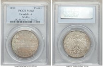 Frankfurt. Free City "Schiller" Taler 1859 MS66 PCGS, KM359. Popular Taler issue with underlying opalescent tone and full luster throughout.

HID09801...