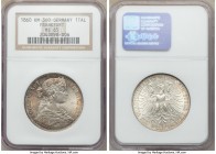 Frankfurt. Free City Taler 1860 MS65 NGC, KM360. Light russet tones are found mostly on the obverse while the reverse remains more untouched by the co...