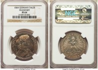 Frankfurt. Free City Proof Taler 1864 PR64 NGC, KM370. With an obverse toned to a light green almost no reverse color. A rare coin as there are only 3...