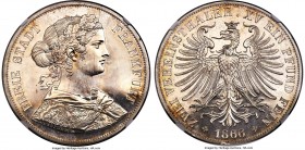 Frankfurt. Free City Proof 2 Taler 1866 PR63 Cameo PCGS, KM365, Jaeger-43. Absolutely sharp in hand with argent white centers and dark blue rim tone. ...