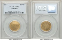 Frankfurt. Free City gold Ducat 1817 MS62 PCGS, KM302, Fr-1026. Struck to commemorate the 300th Anniversary of the Reformation. Beautifully presented ...