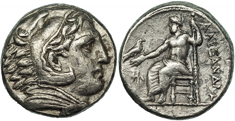 MACEDONIA. Alejandro III. Tetradracma. Anfípolis (c. 325-323 a.C.). A/ Cabeza co...