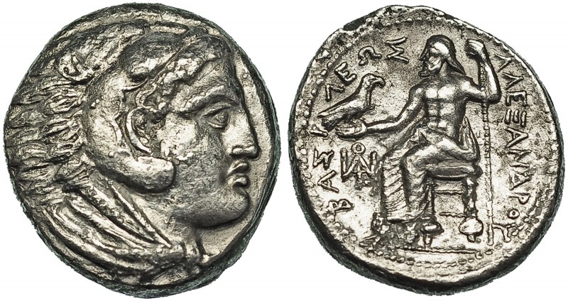MACEDONIA. Alejandro III. Tetradracma. Anfípolis (c. 323-320 a.C.). A/ Cabeza co...