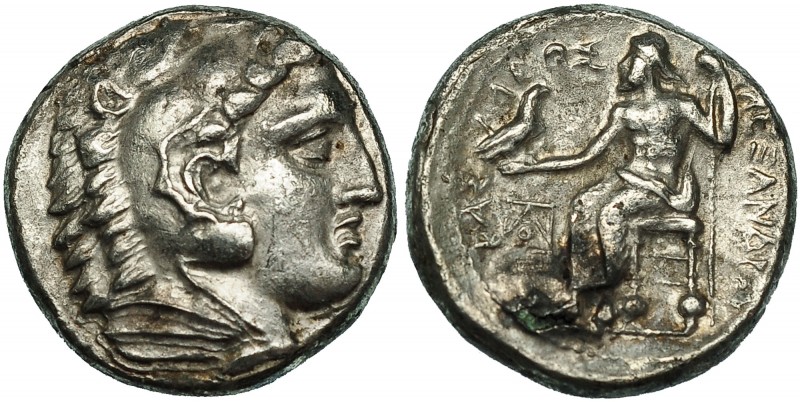 MACEDONIA. Alejandro III. Tetradracma forrada. Anfípolis (c. 323-320 a.C.). A/ C...