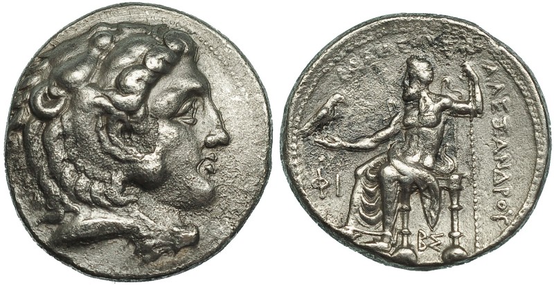 MACEDONIA. Alejandro III. Tedradracma. Side (c. 325-320 a.C.). A/ Cabeza con leo...