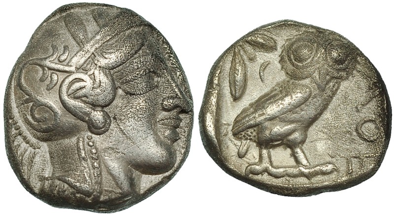 ÁTICA. Atenas. Tetradracma (Post. 449 a.C.). A/ Cabeza de Atenea a der. R/ Lechu...