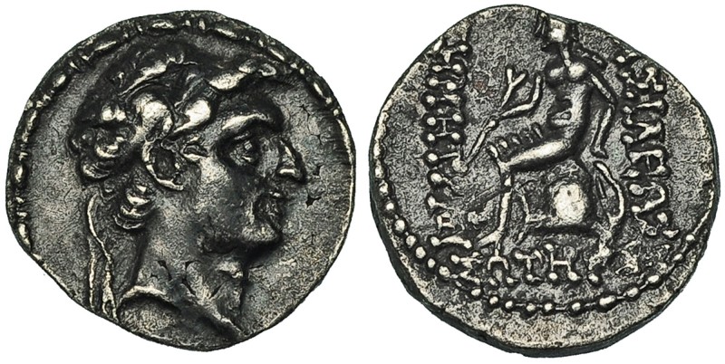 REINO SELÉUCIDA. Demetrio I. Dracma. Siria (162-150). A/ Cabeza del rey diad. a ...
