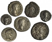 Lote 7 piezas greco-imperiales: 2 hemidracmas de Adriano, 3 dramas (Antonino Pío, Lucio Vero y M. Aurelio) y 2 tetradramas (Trajano y Carino). Calidad...