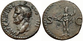 CALÍGULA. A nombre de Agripa. As. Roma A/ M. AGRIPPA. L.F. COS III. CH-3. RIC-58. Pátina marrón. MBC+/MBC.