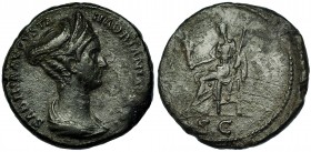 SABINA (esposa de Adriano). As. Roma (119-138 d.C.). A/ Cabeza de Sabina a der., drapeada, diademada y con pelo recogido; SABINA AVGVSTA HADRIANIAVG P...