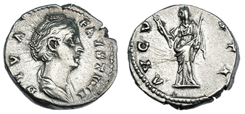 FAUSTINA LA MAYOR. Denario. Roma (146-161). R/ Ceres con antorcha y cetro. AVGVS...