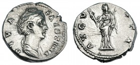 FAUSTINA LA MAYOR. Denario. Roma (146-161). R/ Ceres con antorcha y cetro. AVGVSTA. RIC-356. CH-96. Rayas en rev. MBC.