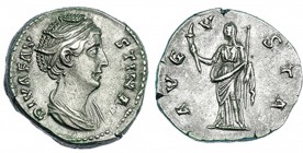FAUSTINA LA MAYOR. Denario. Roma (146-161). R/ Ceres con antorcha y cetro. AVGVSTA. RIC-356. CH-96. EBC-/MBC+.