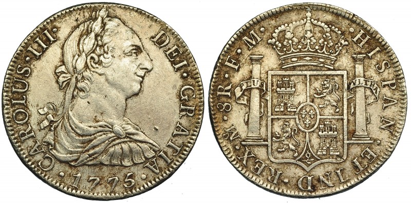 8 reales. 1775. México. FM. VI-936. Marcas. MBC+.