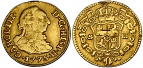 1/2 escudo. 1775. Sevilla. CF. VI-1084. Soldadura en rev. MBC-.