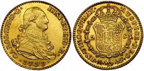 2 escudos. 1799. Madrid. MF. VI-1048. Acuñación floja en rev. EBC-.