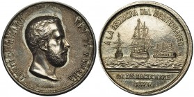Medalla. 1870. A la Escuadra del Mediterráneo. AG-31 mm. Grabador: G. Sellán. EBC-.