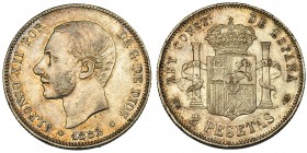 2 pesetas. 1882 *18-82. Madrid. MSM. VII-72. MBC.