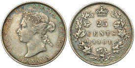 CANADÁ. 25 centavos 1881 H. KM-5. MBC. Escasa.