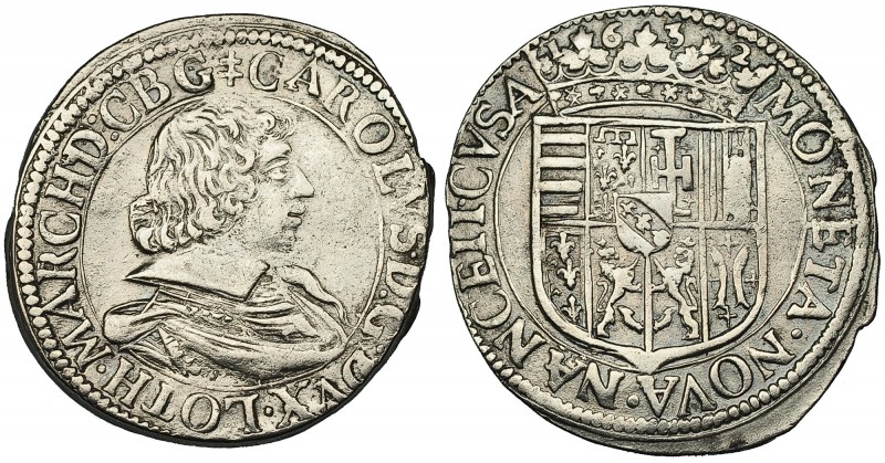 FRANCIA. Carlos IV, duque de Lorena. Testón. 1632. Nancy. KM-45. MBC.