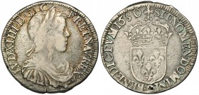 FRANCIA. Luis XIV. 1/2 escudo. 1650.Q. KM-164.17. BC+.