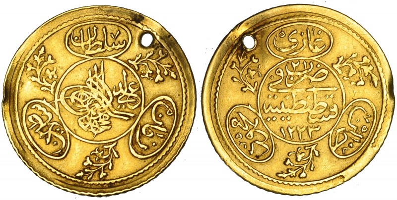 TURQUÍA. Mahmut II (1808-1839). Hayriye Altin. 1233 H (1827). AU 1,73 g. KM-638....